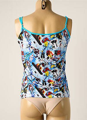 Top/caraco effet matière satinée bleu WAXX femme
