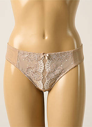 Tanga effet matière satinée beige MILLESIA femme