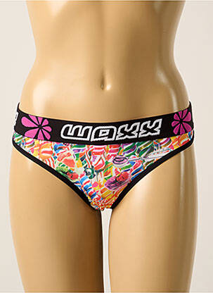Tanga effet matière satinée noir WAXX femme