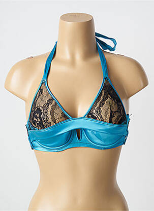 Soutien-gorge effet matière satinée haut triangles bleu IMPERIAL femme