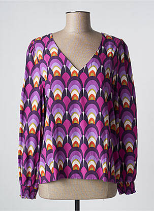 Blouse tissage popeline manches longues violet LA PETITE ETOILE femme