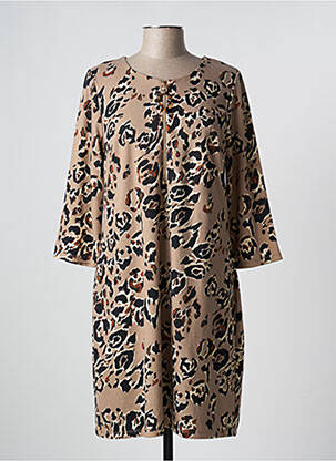Robe courte manches 3/4 manches 3/4 beige K-DESIGN femme