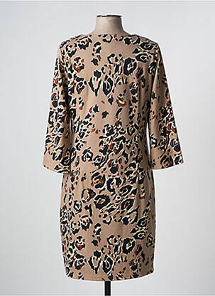 Robe courte manches 3/4 manches 3/4 beige K-DESIGN femme