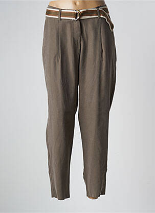 Pantalon droit fermeture zippée sous rabat avec crochet taille normale vert TONI femme