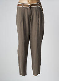 Pantalon droit fermeture zippée sous rabat avec crochet taille normale vert TONI femme