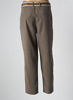 Pantalon droit fermeture zippée sous rabat avec crochet taille normale vert TONI femme