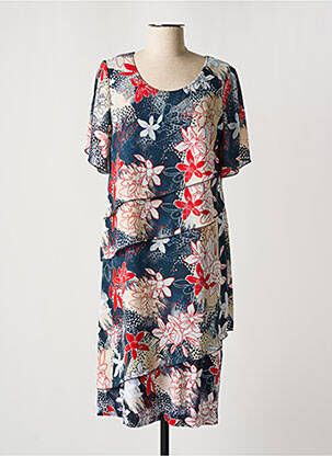 Robe mi-longue imprimé fleurs manches courtes bleu SOMMERMANN femme