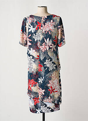 Robe mi-longue imprimé fleurs manches courtes bleu SOMMERMANN femme