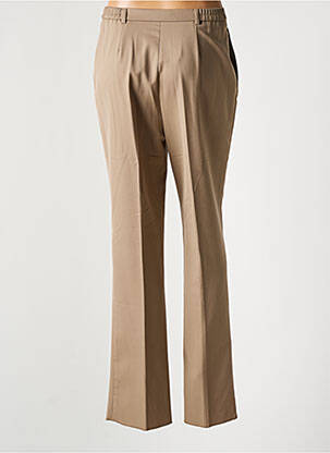 Pantalon droit tissage crêpe taille haute marron KARTING femme