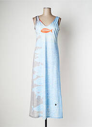 Robe longue imprimé fantaisie sans manche bleu VOLT DESIGN femme