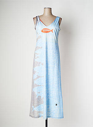 Robe longue imprimé fantaisie sans manche bleu VOLT DESIGN femme