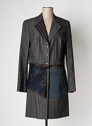 Manteau long coupe cintrée sans capuche gris OHDD femme