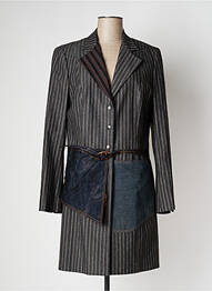 Manteau long coupe cintrée sans capuche gris OHDD femme