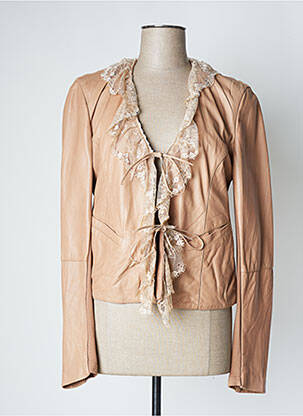Veste en cuir poches beige NANA NUCCI femme