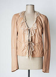 Veste en cuir poches beige NANA NUCCI femme