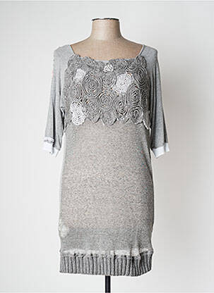 Robe courte manches 3/4 manches 3/4 gris ELISA CAVALETTI femme