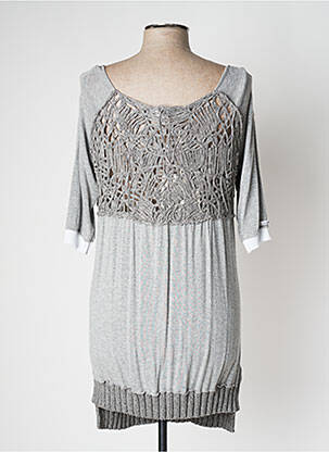 Robe courte manches 3/4 manches 3/4 gris ELISA CAVALETTI femme