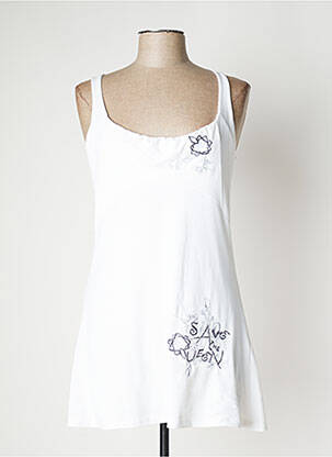 Robe courte col rond fines bretelles blanc SAVE THE QUEEN femme