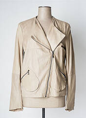 Veste en cuir beige NANA NUCCI pour femme seconde vue