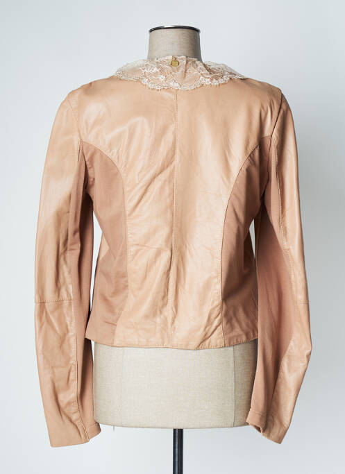 Veste en cuir poches beige NANA NUCCI femme