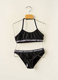 Maillot de bain 2 pièces stretch noir IDO fille