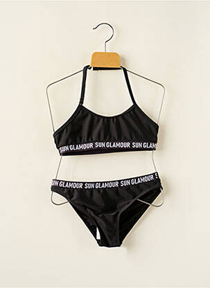 Maillot de bain 2 pièces stretch noir IDO fille