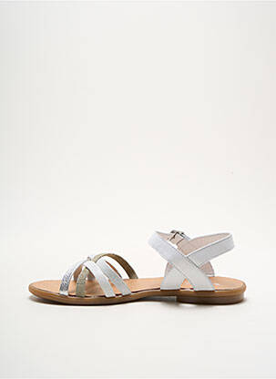 Sandales/nu pieds tissage métallisé chiquet blanc REQINS fille