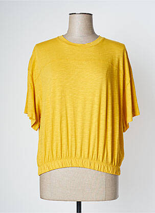 Top tissage jersey manches courtes jaune PAN femme