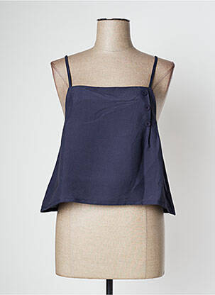 Top col carré fines bretelles bleu PAN femme