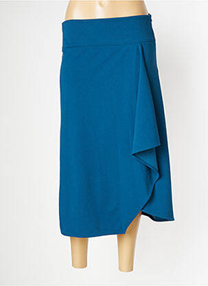Jupe mi-longue stretch bleu PAN femme