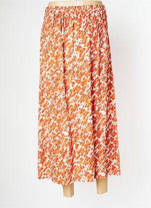 Jupe mi-longue coupe évasée orange PAN femme