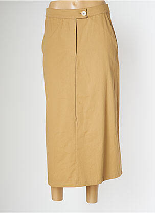 Jupe mi-longue coupe droite beige PAN femme