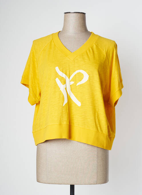 Top tissage jersey manches courtes jaune PAN femme