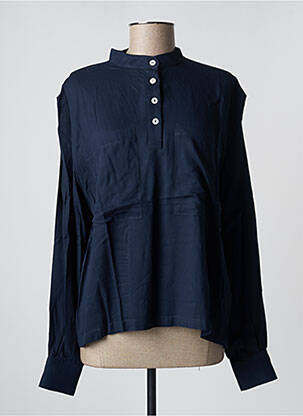Blouse tissage popeline manches longues bleu PAN femme