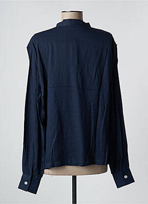 Blouse poignets boutonnés avec fente manches longues bleu PAN femme