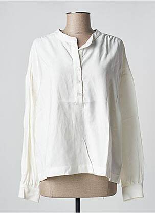 Blouse tissage popeline manches longues beige PAN femme