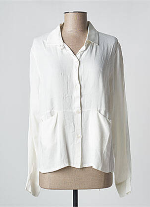 Chemisier tissage crêpe manches longues beige PAN femme