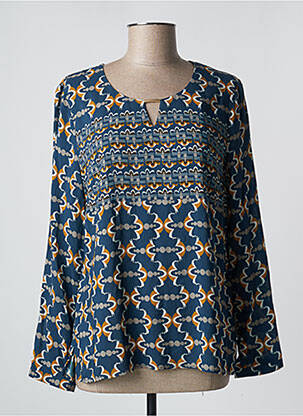 Blouse imprimé fantaisie manches longues bleu PAUSE CAFE femme