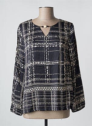 Blouse col rond manches longues bleu PAUSE CAFE femme