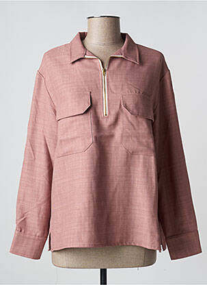 Blouse poignets boutonnés avec fente manches longues rose PAN femme