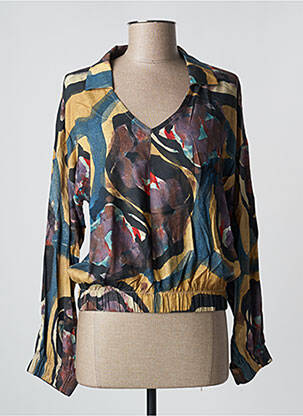 Blouse imprimé fantaisie manches courtes violet PAN femme