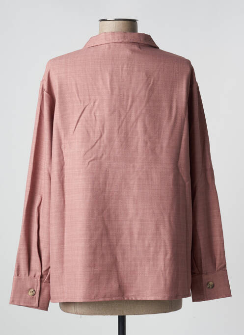Blouse poignets boutonnés avec fente manches longues rose PAN femme