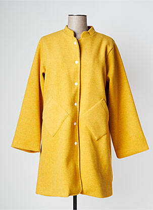 Manteau long coupe droite sans capuche jaune PAN femme