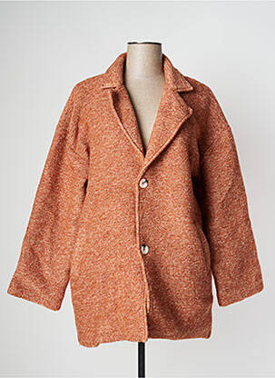 Manteau long coupe droite sans capuche marron PAN femme
