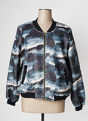 Blouson col v bleu PAN femme