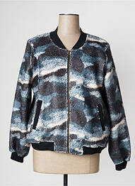 Blouson col v bleu PAN femme