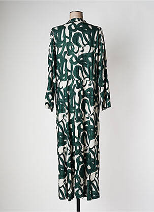 Robe longue tissage popeline manches longues vert PAN femme