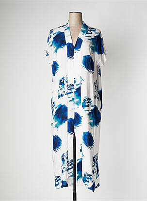 Robe longue imprimé fantaisie manches courtes blanc PAN femme