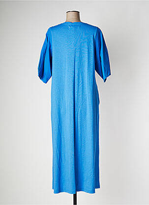 Robe longue col v manches 3/4 bleu PAN femme