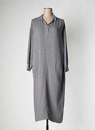 Robe longue coupe fluide manches longues gris PAN femme